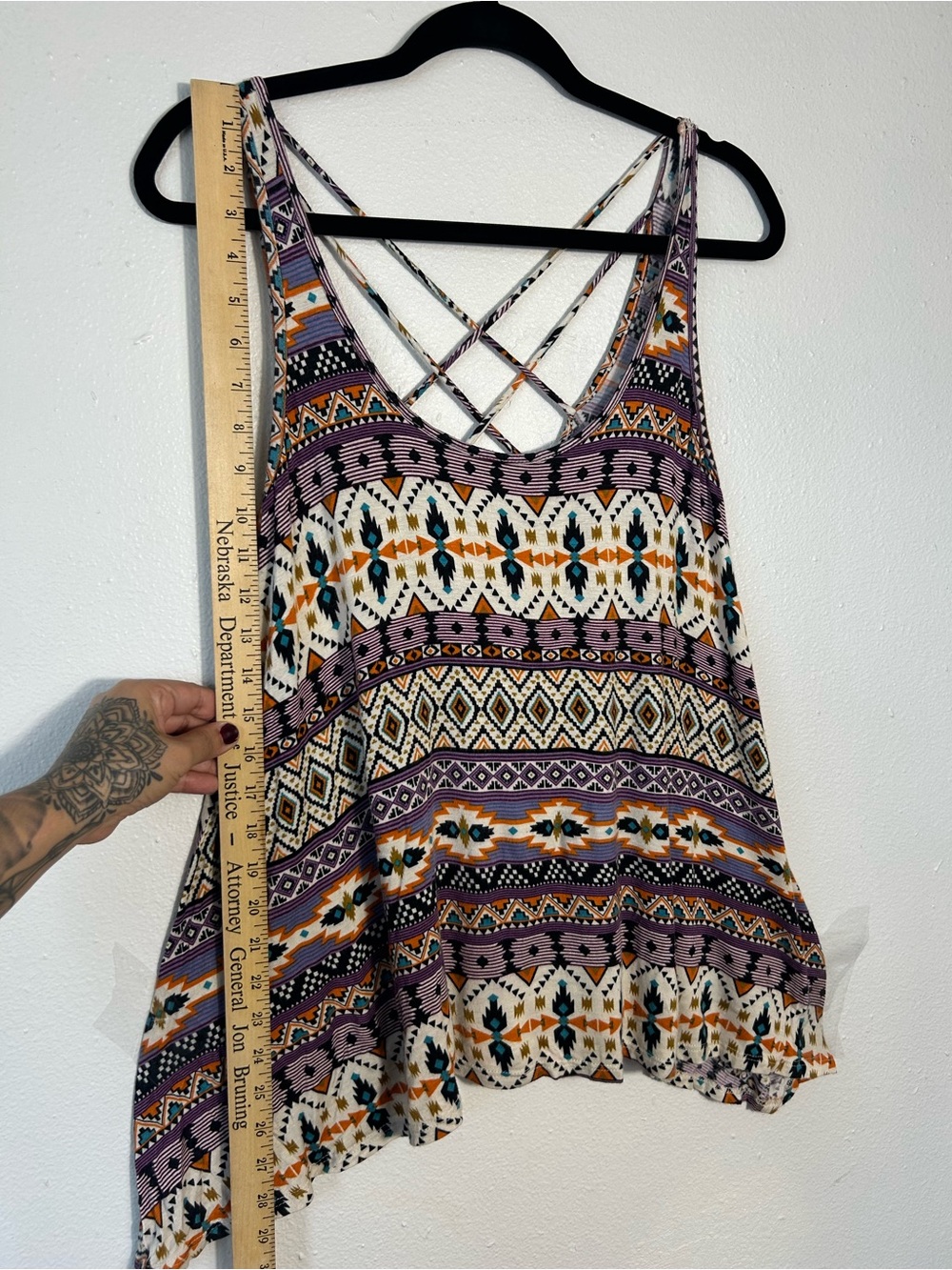H.I.P. Women's Boho Tank Top Small Geometric Southwestern Aztec Strappy Back - Picture 4 of 8